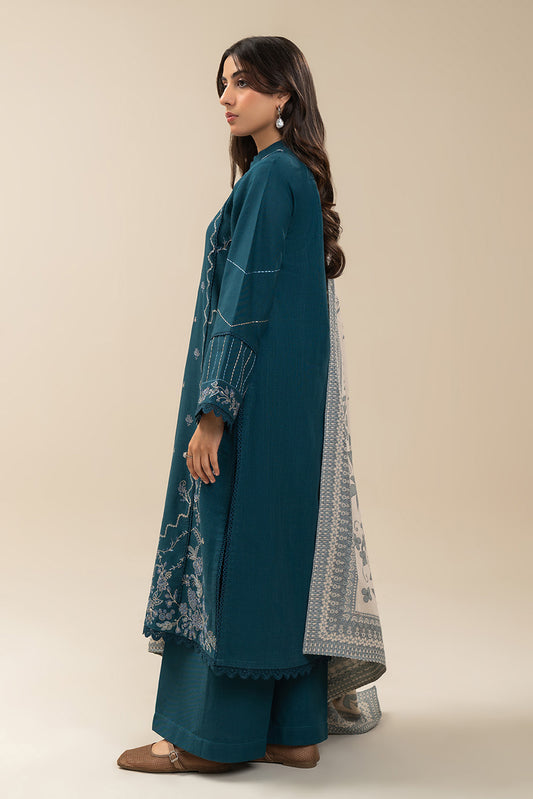 3 PIECE EMBROIDERED SLUB KHADDAR SUIT-AZURE ORNATE (UNSTITCHED)