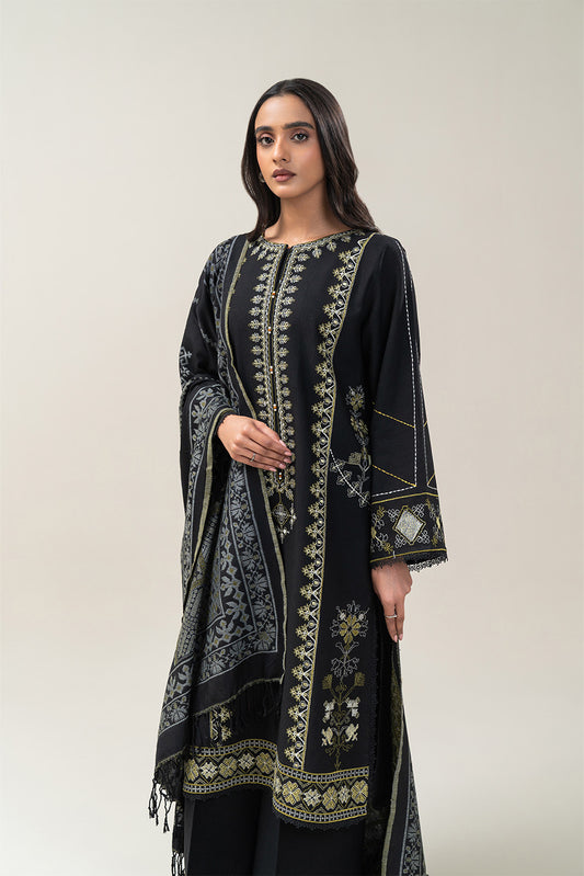 3 PIECE EMBROIDERED SLUB KHADDAR SUIT-ONYX GRACE (UNSTITCHED)