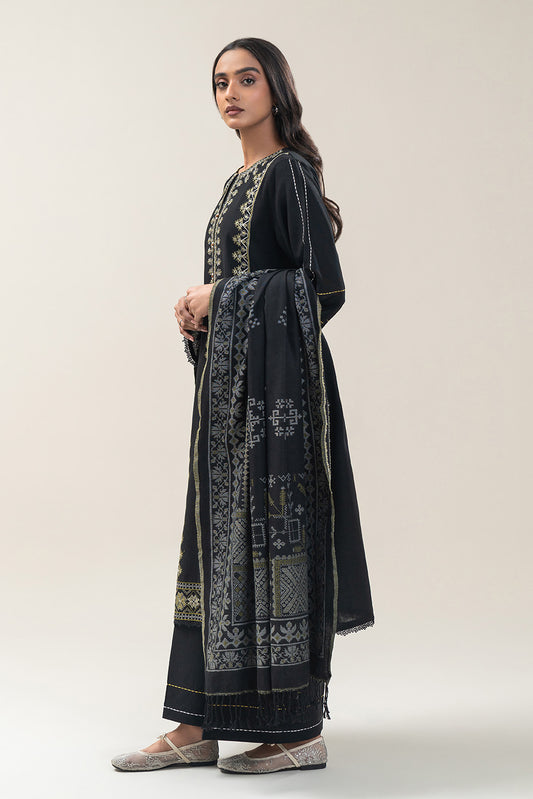 3 PIECE EMBROIDERED SLUB KHADDAR SUIT-ONYX GRACE (UNSTITCHED)