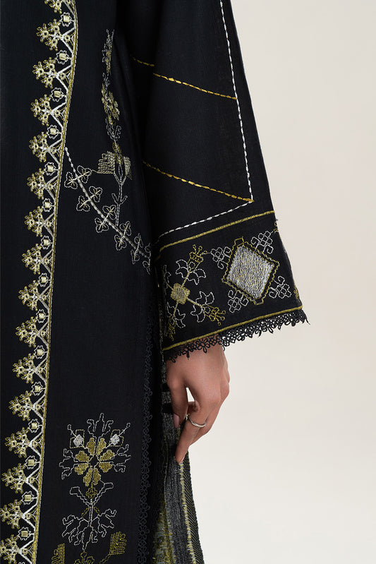 3 PIECE EMBROIDERED SLUB KHADDAR SUIT-ONYX GRACE (UNSTITCHED)