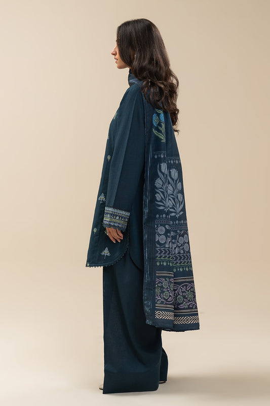 3 PIECE EMBROIDERED KHADDAR SUIT-MIDNIGHT VERVE (UNSTITCHED)