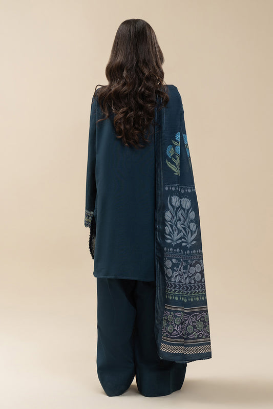 3 PIECE EMBROIDERED KHADDAR SUIT-MIDNIGHT VERVE (UNSTITCHED)