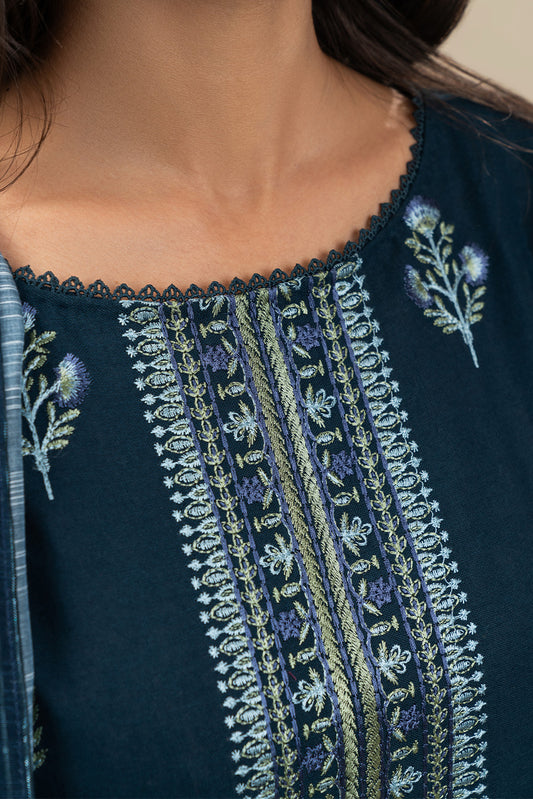 3 PIECE EMBROIDERED KHADDAR SUIT-MIDNIGHT VERVE (UNSTITCHED)