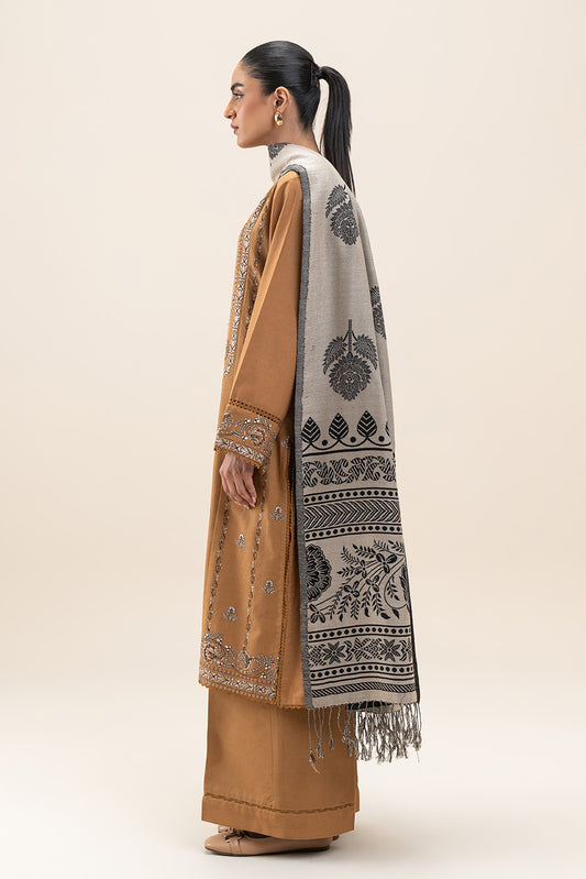 3 PIECE EMBROIDERED KHADDAR SUIT-SANGRIA DUSK