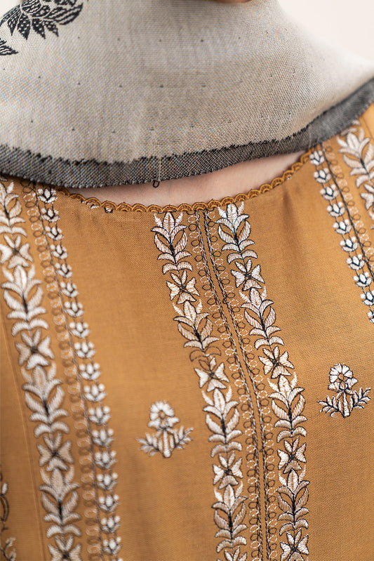 3 PIECE EMBROIDERED KHADDAR SUIT-SANGRIA DUSK
