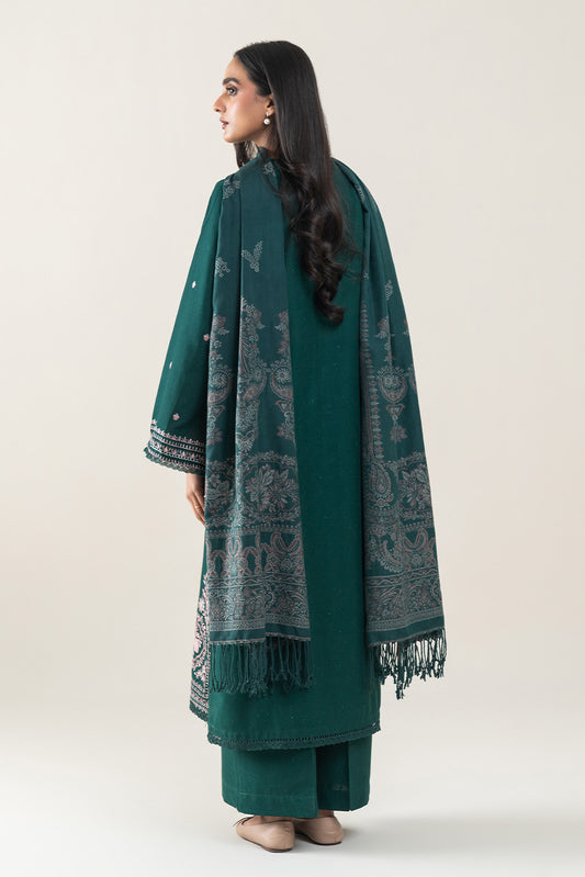 3 PIECE EMBROIDERED SLUB KHADDAR SUT-DEEP PETALS (UNSTITCHED)