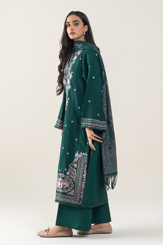 3 PIECE EMBROIDERED SLUB KHADDAR SUT-DEEP PETALS (UNSTITCHED)