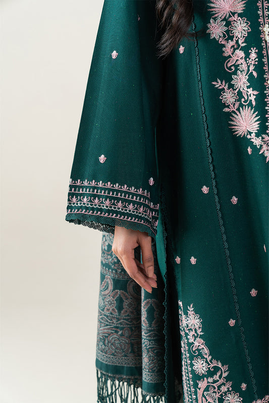 3 PIECE EMBROIDERED SLUB KHADDAR SUT-DEEP PETALS (UNSTITCHED)