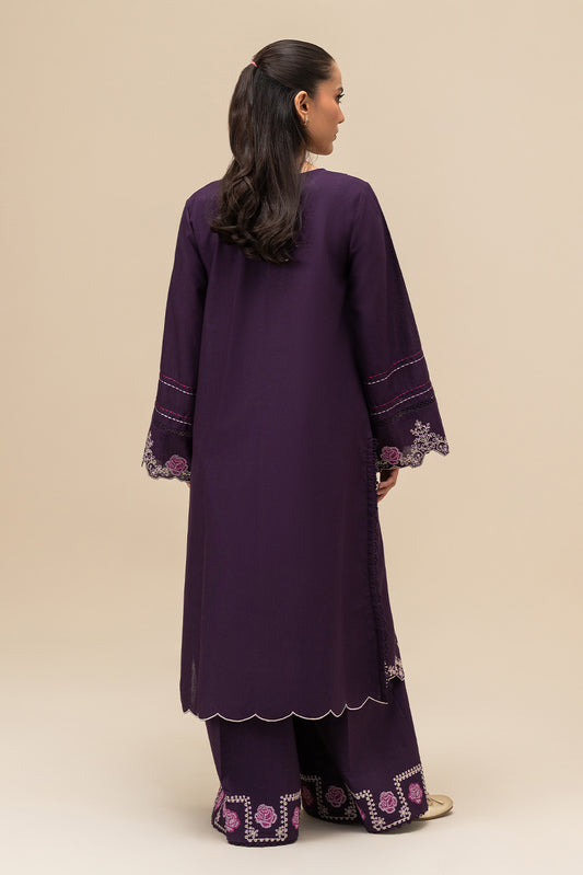 2 PIECE EMBROIDERED SLUB KHADDAR SUIT-IMPERIAL MAGENTA (UNSTITCHED)