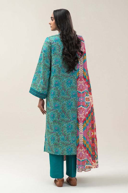 3 PIECE EMBROIDERED SLUB KHADDAR SUIT-SAPPHIRE WHISPER (UNSTITCHED)