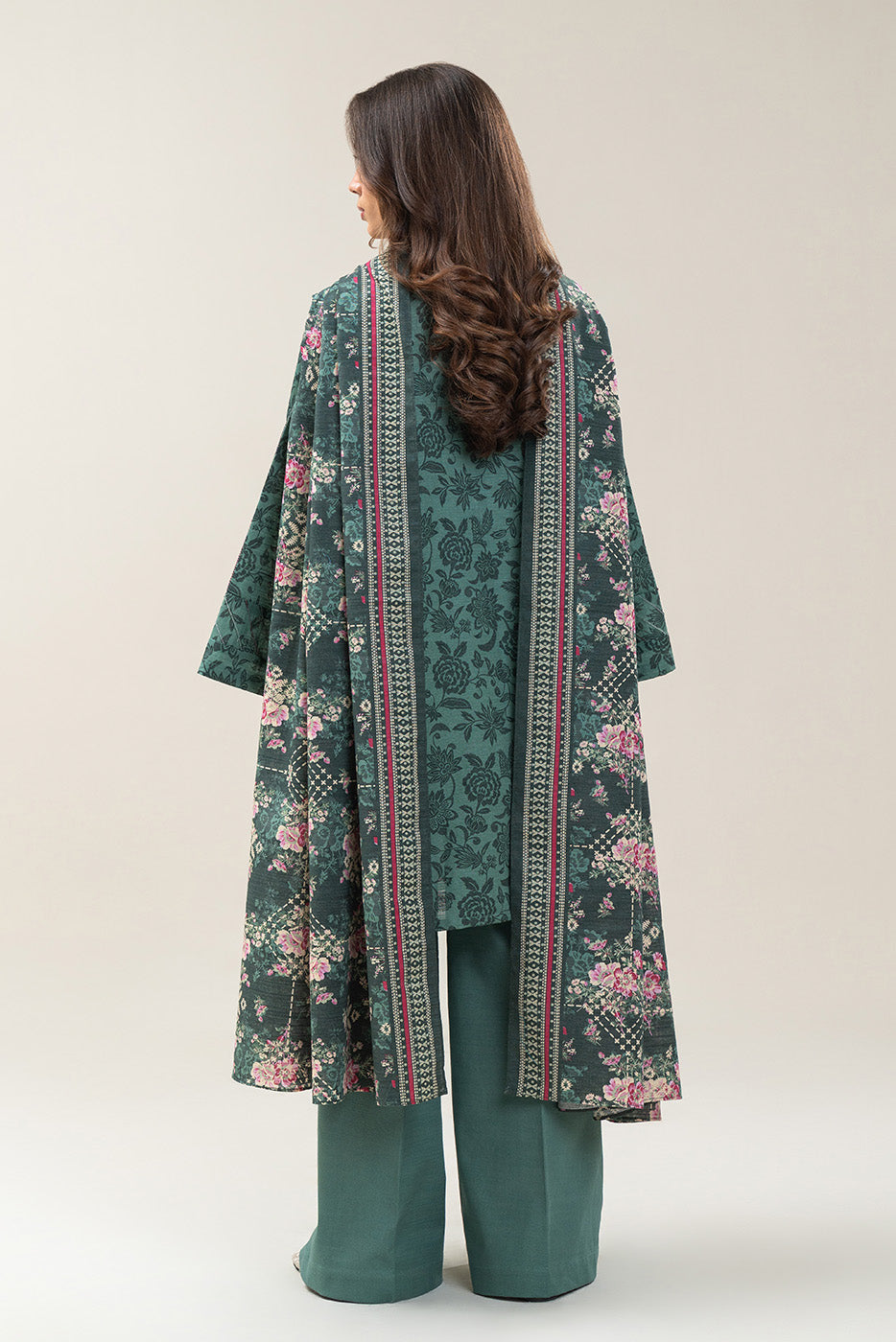 3 PIECE EMBROIDERED SLUB KHADDAR SUIT-TEAL MIST (UNSTITCHED)