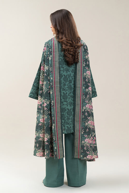3 PIECE EMBROIDERED SLUB KHADDAR SUIT-TEAL MIST (UNSTITCHED)
