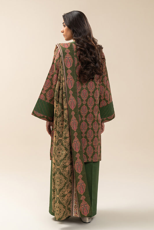3 PIECE EMBROIDERED SLUB KHADDAR SUIT-BASIL VERVE (UNSTITCHED)