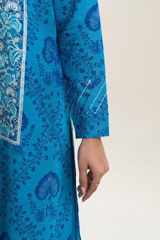3 PIECE EMBROIDERED SLUB KHADDAR SUIT-TIFFANY BLUE (UNSTITCHED)
