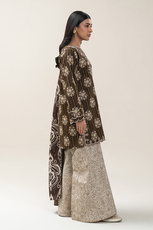 3 PIECE EMBROIDERED KHADDI JQ SUIT-CEDAR TAUPE (UNSTITCHED)