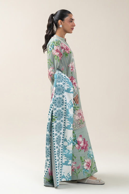 3 PIECE EMBROIDERED KHADDI JQ SUIT-SMOKEY GREEN