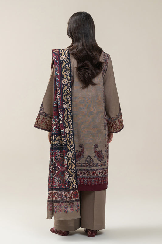 3 PIECE EMBROIDERED SLUB KHADDAR SUIT-UMBER ECHO SUIT