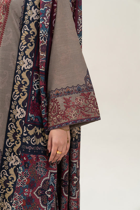 3 PIECE EMBROIDERED SLUB KHADDAR SUIT-UMBER ECHO SUIT