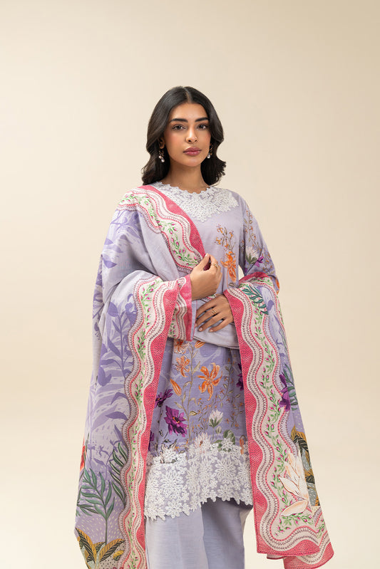 3 PIECE EMBROIDERED SLUB KHADDAR SUIT-BOTANIC SURGE (UNSTITCHED)