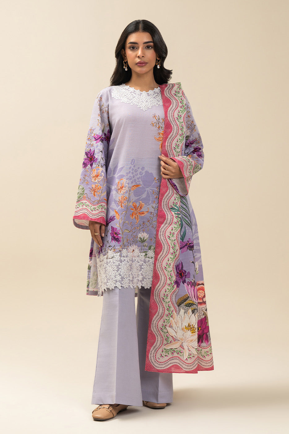 3 PIECE EMBROIDERED SLUB KHADDAR SUIT-BOTANIC SURGE (UNSTITCHED)