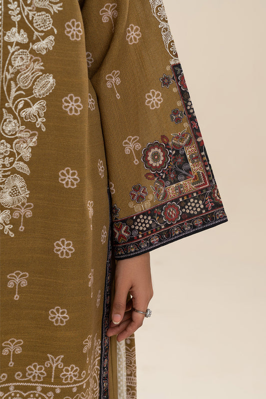 3 PIECE EMBROIDERED SLUB KHADDAR SUIT-GOLDEN MELODY (UNSTITCHED)