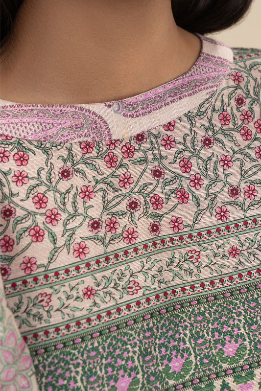 3 PIECE PRINTED SLUB KHADDAR SUIT-FOLK AURA (UNSTITCHED)