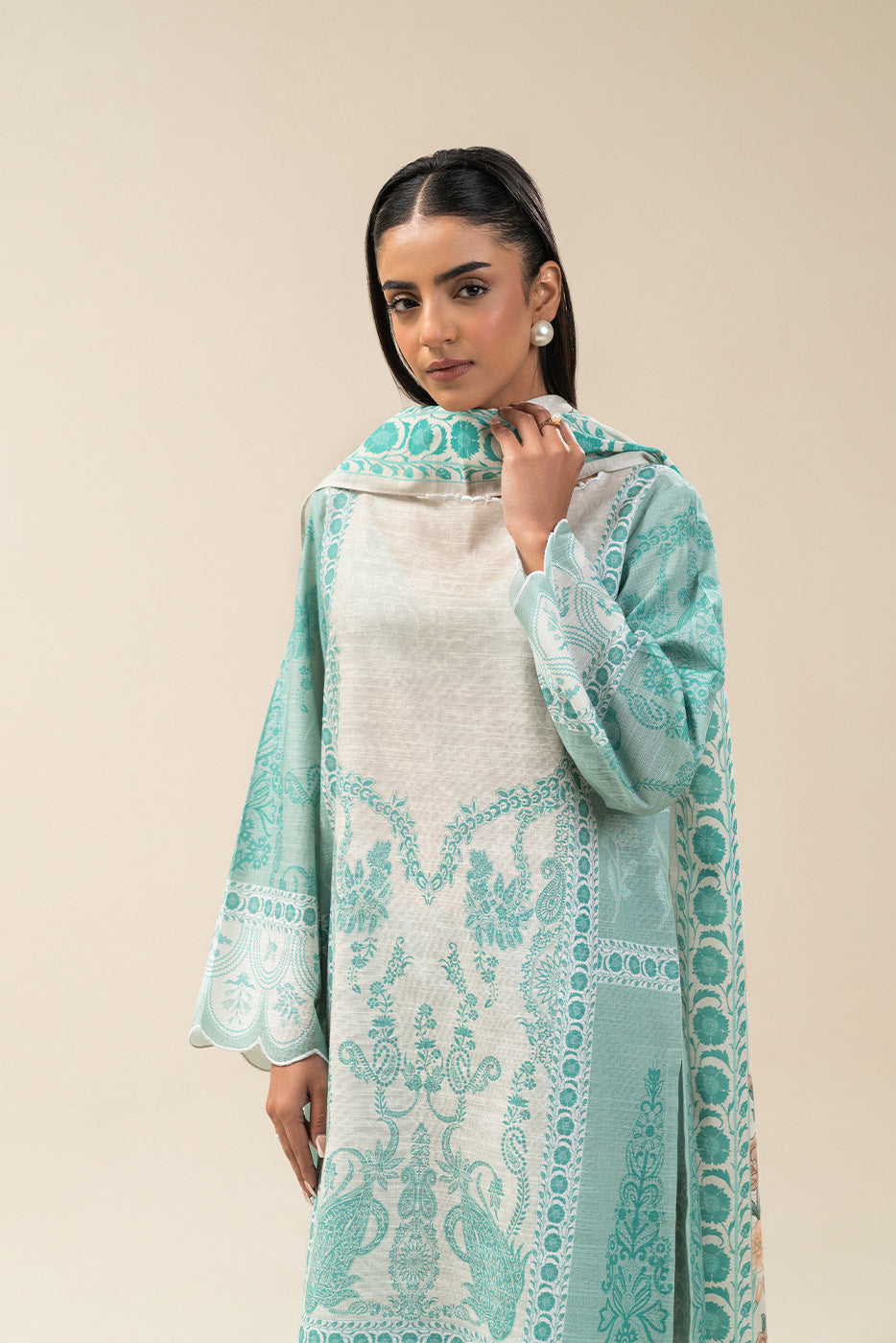 2 PIECE PRINTED SLUB KHADDAR SUIT-SAPPHIRE BLOOM (UNSTITCHED)