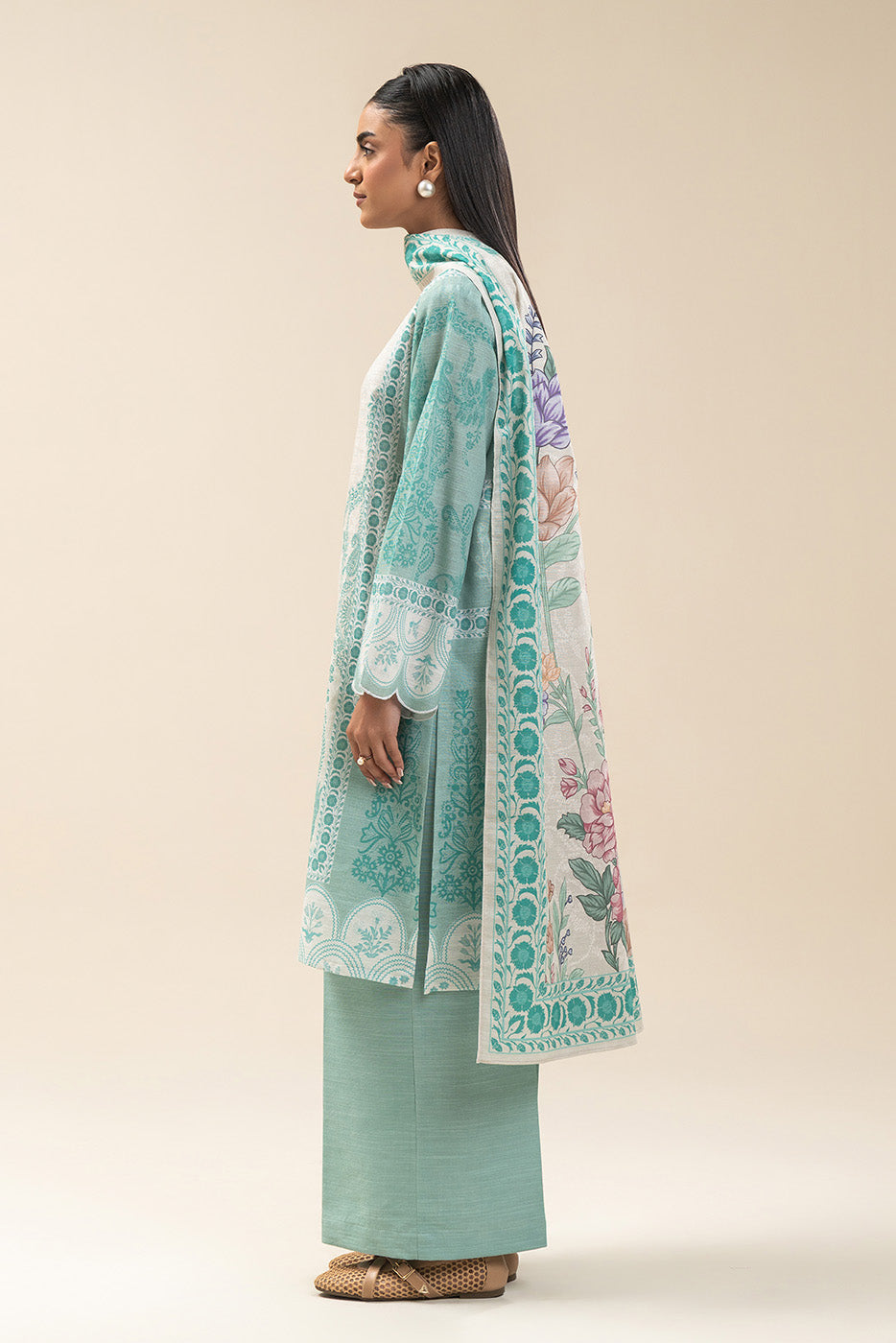 2 PIECE PRINTED SLUB KHADDAR SUIT-SAPPHIRE BLOOM (UNSTITCHED)