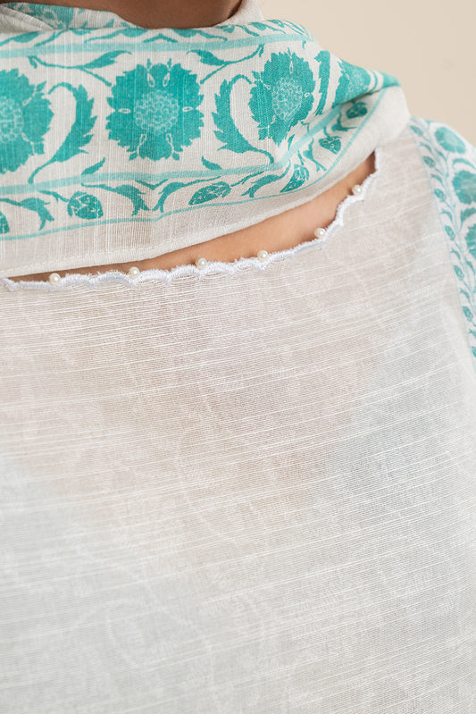 2 PIECE PRINTED SLUB KHADDAR SUIT-SAPPHIRE BLOOM (UNSTITCHED)