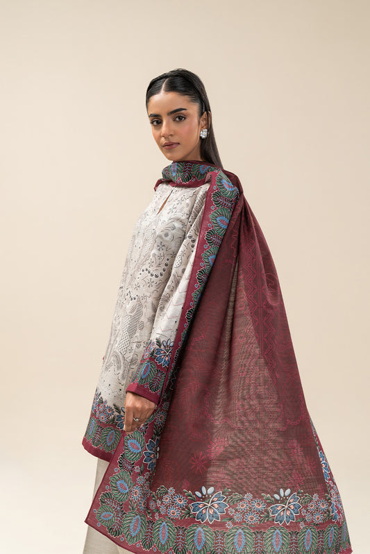 3 PIECE PRINTED SLUB KHADDAR SUIT-MAJESTIC ASH (UNSTITCHED)