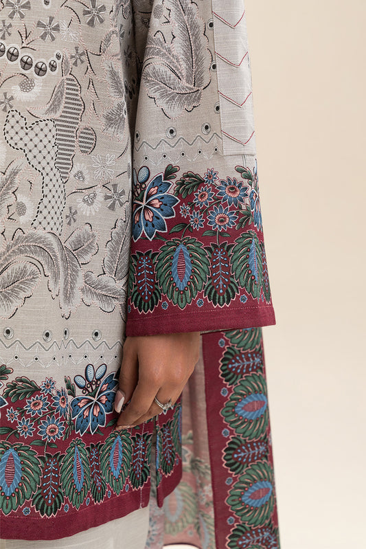 2 PIECE PRINTED SLUB KHADDAR SUIT-MAJESTIC ASH (UNSTITCHED)