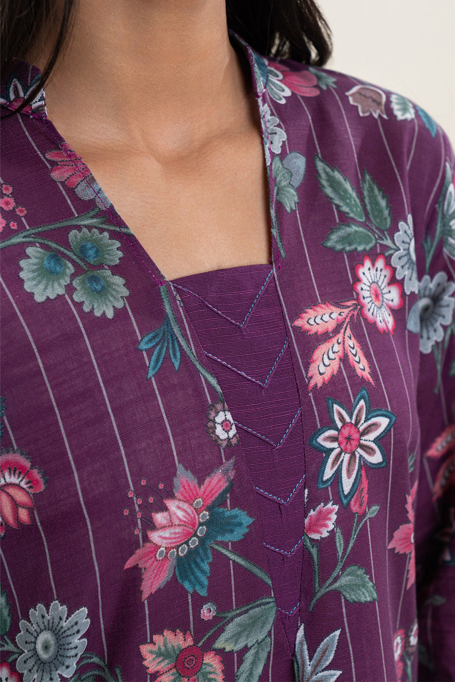 3 PIECE PRINTED SLUB KHADDAR SUIT-AMETHYST BLOOM (UNSTITCHED)