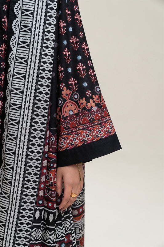 3 PIECE PRINTED SLUB KHADDAR SUIT-OBSIDIAN ROUGE SUIT