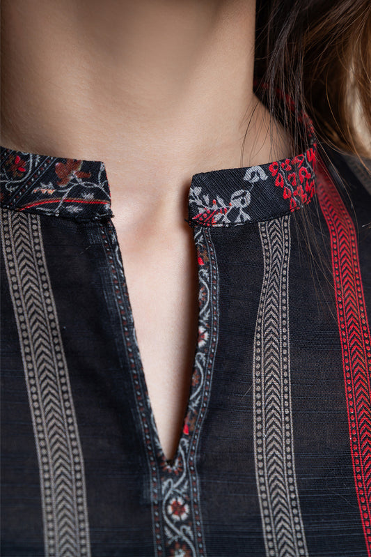 3 PIECE PRINTED SLUB KHADDAR SUIT-MIDNIGHT GLAM (UNSTITCHED)