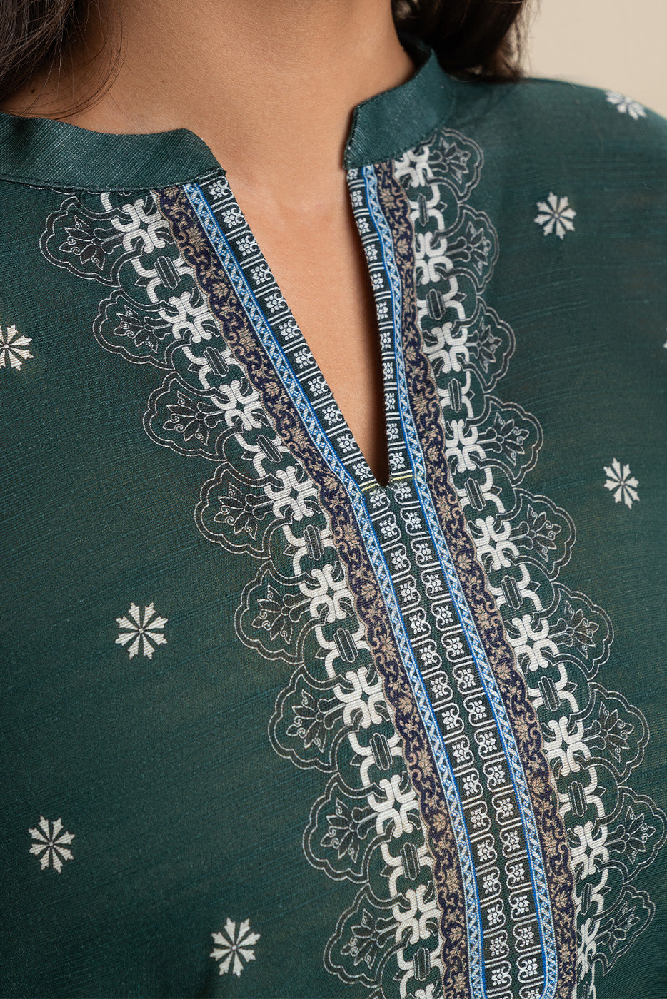 3 PIECE PRINTED SLUB KHADDAR SUIT-TEAL ORCHID (UNSTITCHED)