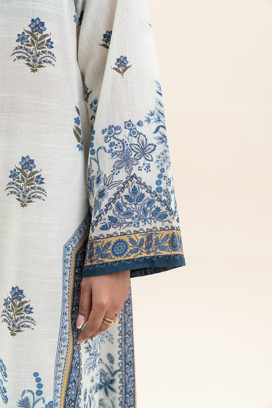 3 PIECE PRINTED SLUB KHADDAR SUIT-WHISPER WHITE