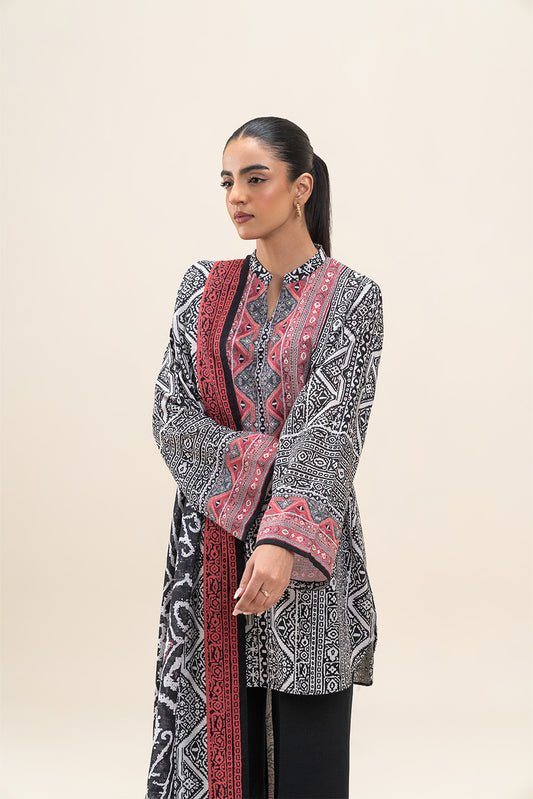 3 PIECE PRINTED SLUB KHADDAR SUIT-ONYX MAZE