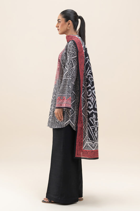 3 PIECE PRINTED SLUB KHADDAR SUIT-ONYX MAZE