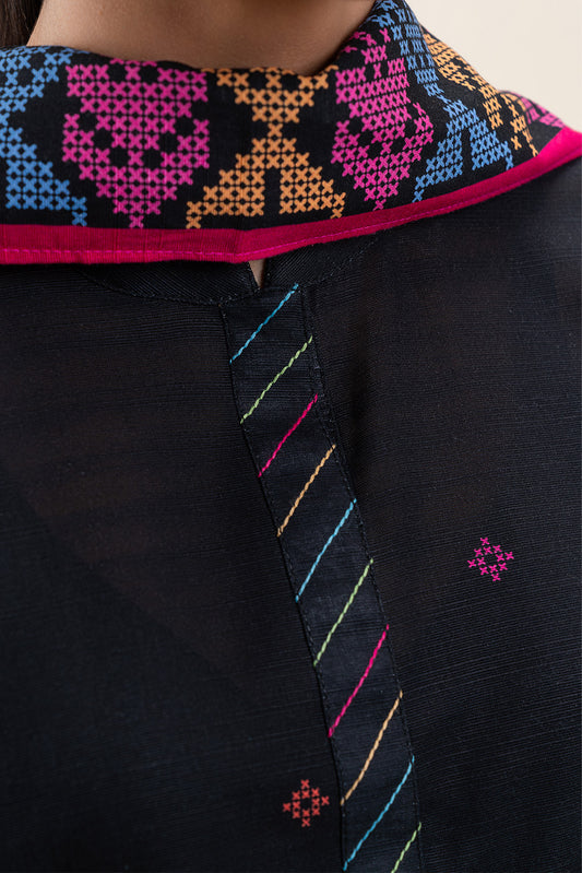 3 PIECE PRINTED SLUB KHADDAR SUIT-MIDNIGHT BLOOM