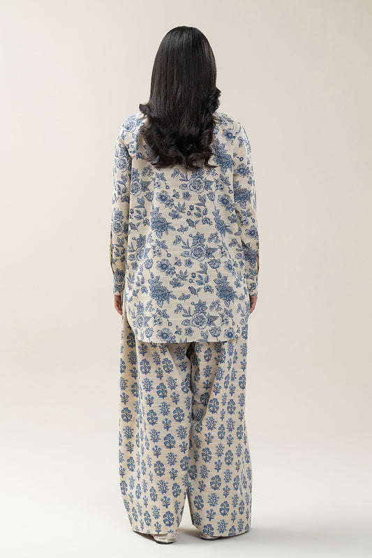 2 PIECE PRINTED SLUB KHADDAR SUIT-IVORY YALE (UNSTITCHED)