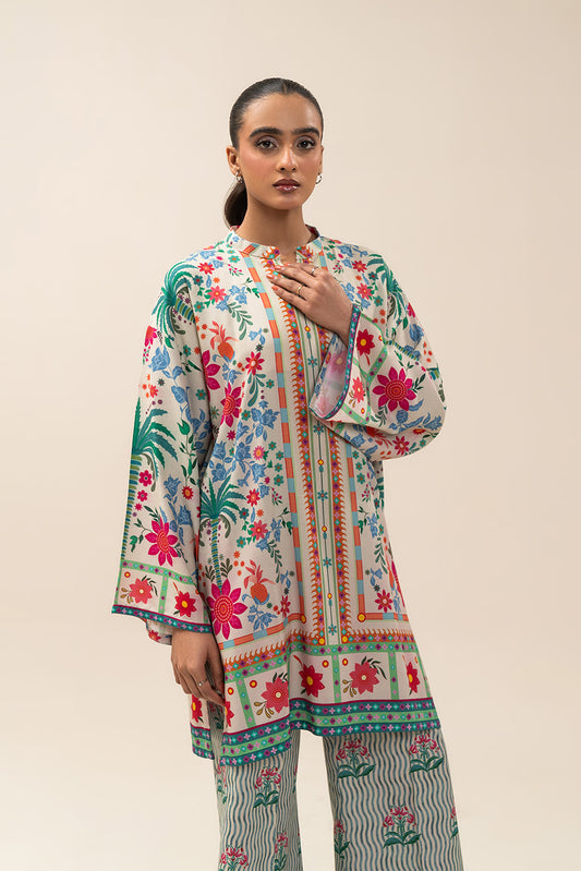 2 PIECE PRINTED LINEN SUIT-IVORY FROST (UNSTITCHED)