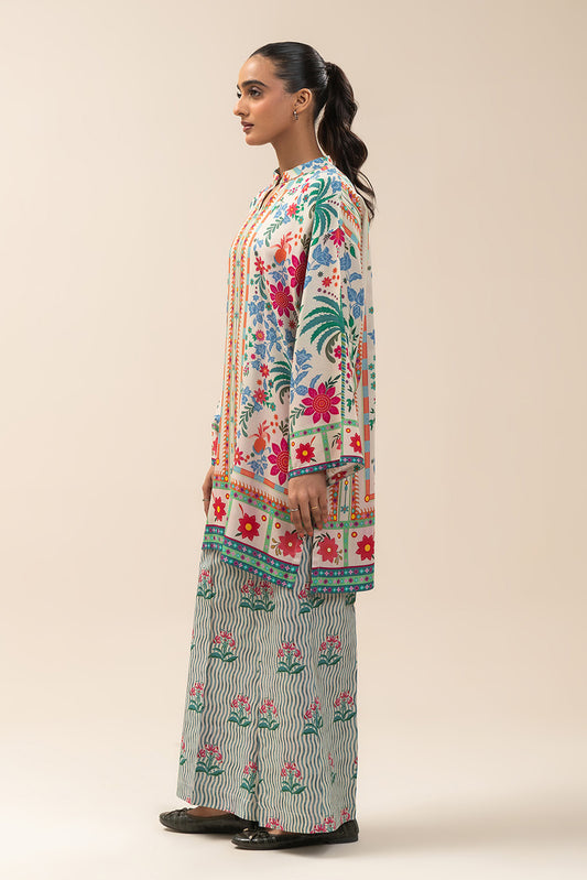 2 PIECE PRINTED LINEN SUIT-IVORY FROST (UNSTITCHED)