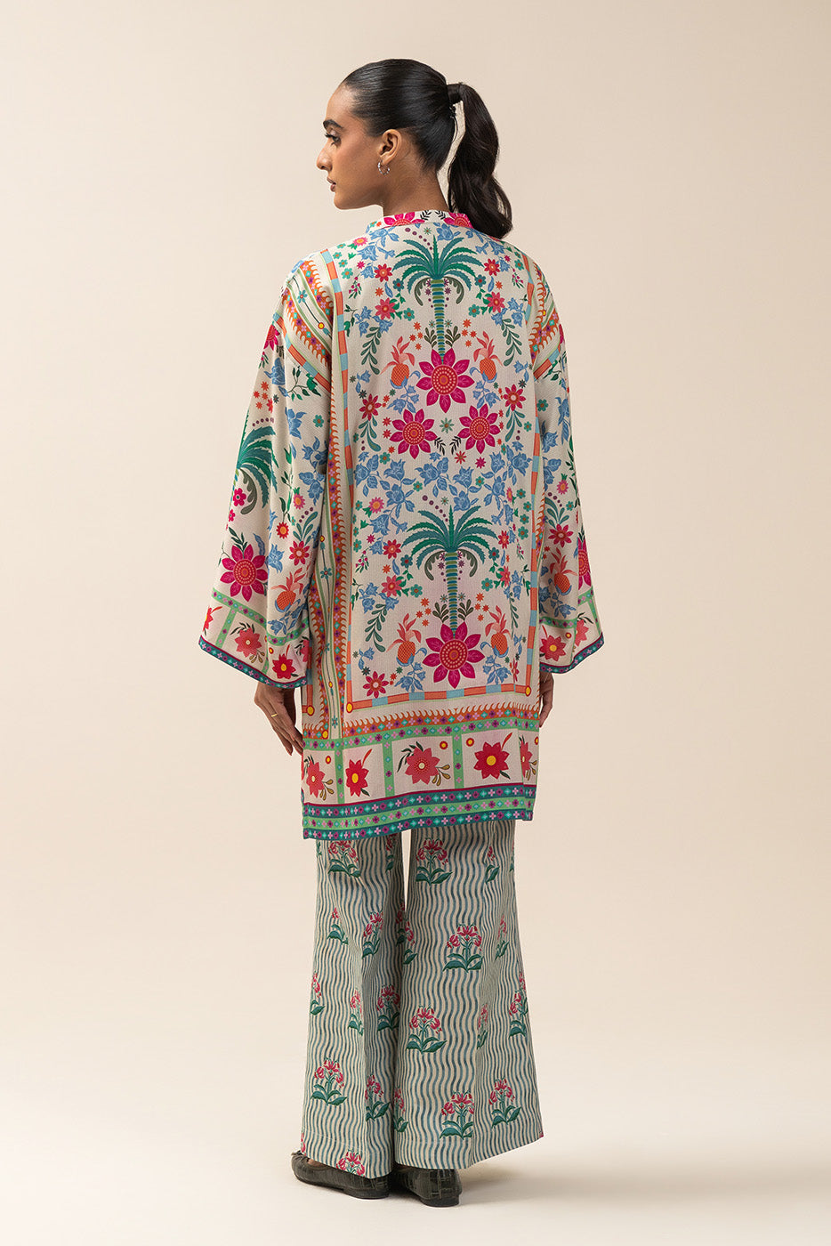 2 PIECE PRINTED LINEN SUIT-IVORY FROST (UNSTITCHED)
