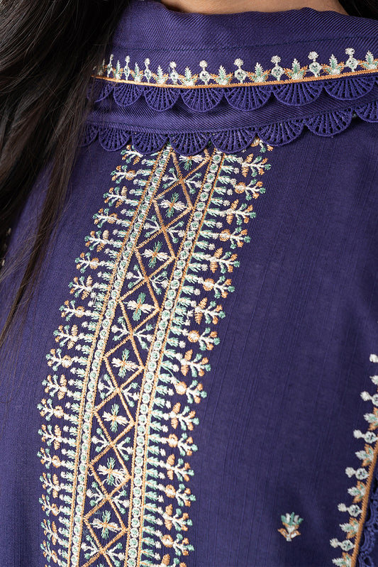 3 PIECE EMBROIDERED SLUB KHADDAR SUT-MAUVE HUES (UNSTITCHED)