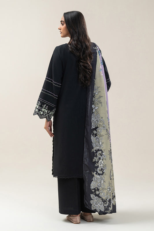 3 PIECE EMBROIDERED SLUB KHADDAR SUIT-MOONLIGHT ECHO (UNSTITCHED)