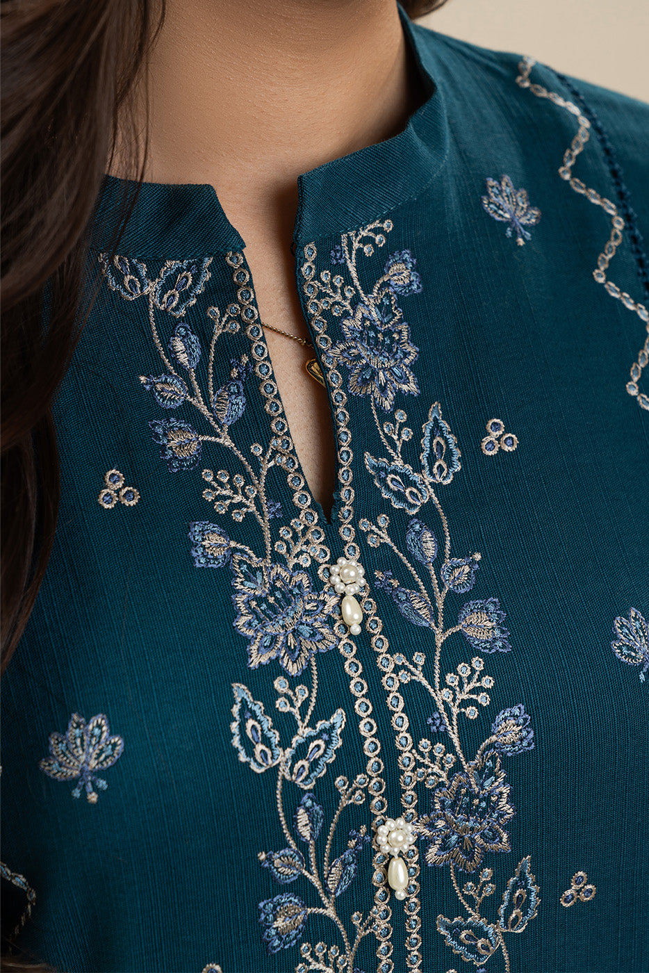 3 PIECE EMBROIDERED SLUB KHADDAR SUIT-AZURE TRANQUIL (UNSTITCHED)