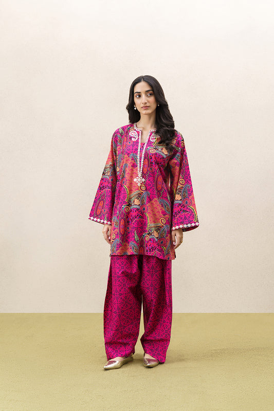 2 PIECE EMBROIDERED CAMBRIC SUIT (PRET)
