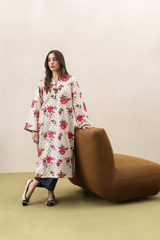 PRINTED SLUB KHADDAR SHIRT (PRET)