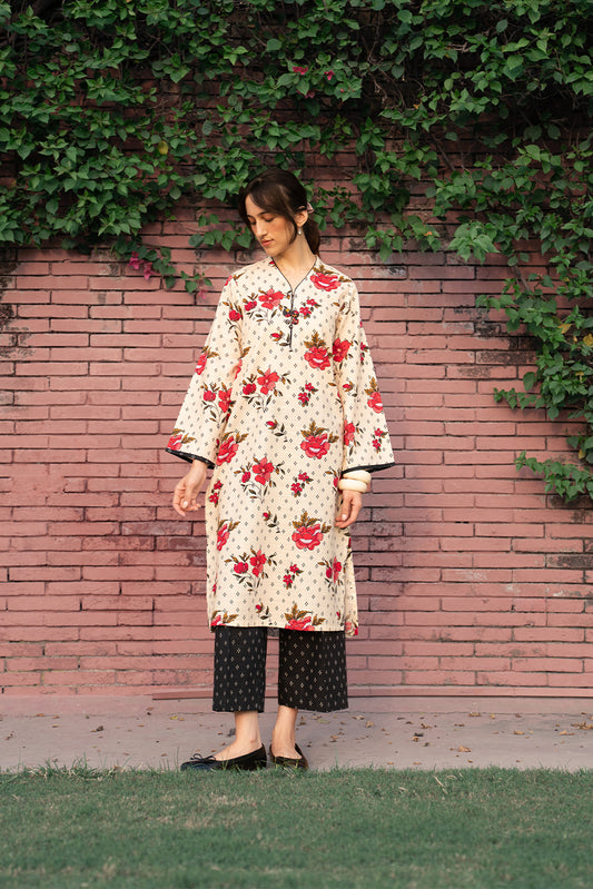 PRINTED SLUB KHADDAR SHIRT (PRET)