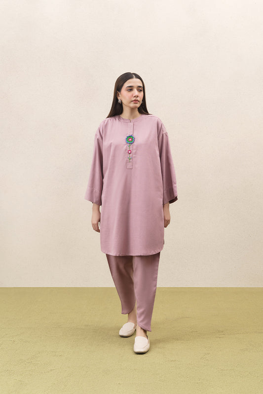 2 PIECE EMBROIDERED TWILL SUIT (PRET)